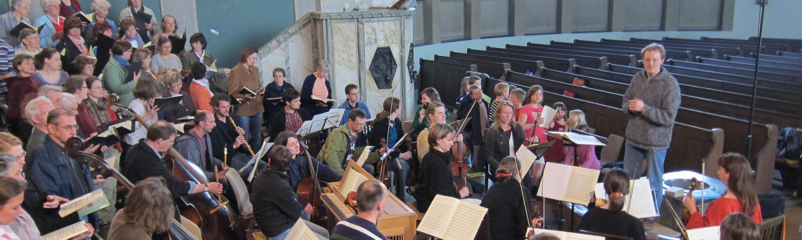 Chor- und Orchesterprobe in der Christuskirche