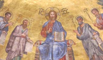 Fresco mit Christus auf dem Thron